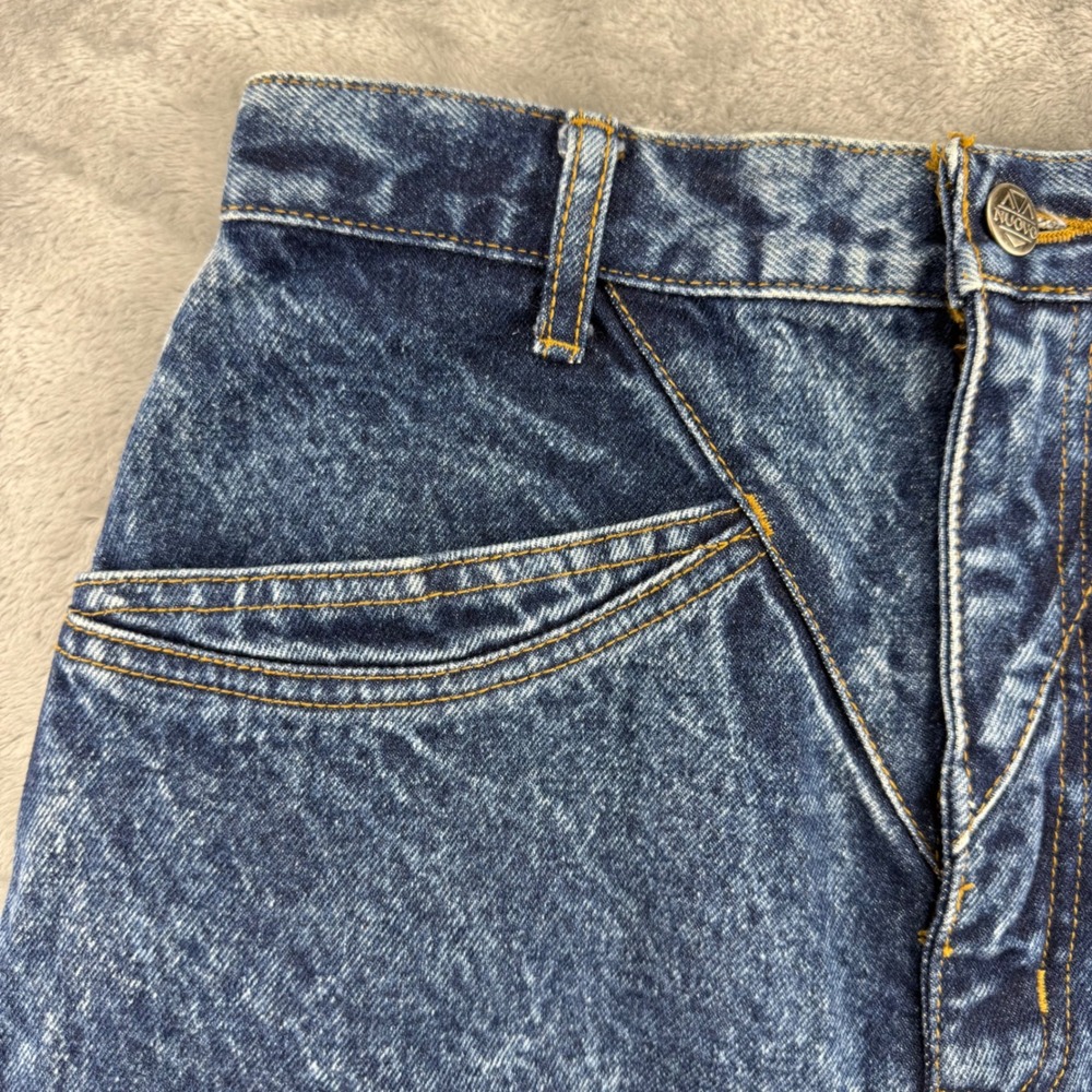 Vintage Nuovo Acid Wash Denim Mini Skirt High Waisted Western Yoke Blue Size 7 - Picture 14 of 16